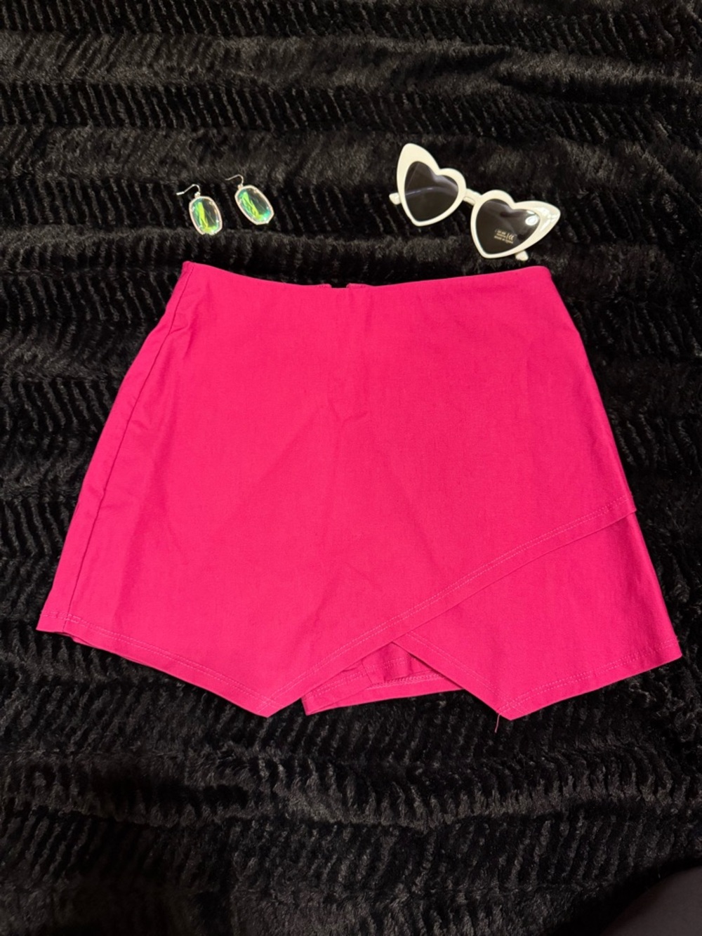 American Threads Hot Pink Wrap-Front Skort